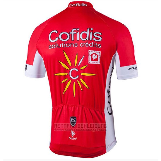 2018 Fahrradbekleidung Confidis Rot Trikot Kurzarm und Tragerhose